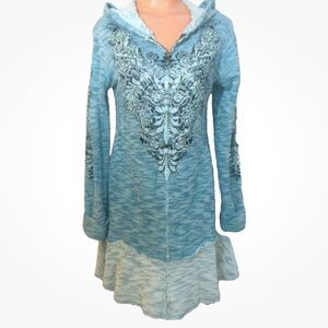 Blue Hooded vocal rhinestone jacket